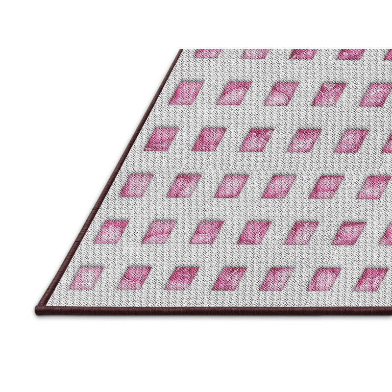 Tapis rose/zone grise à motifs, Rectangle 3 pi x 5 pi