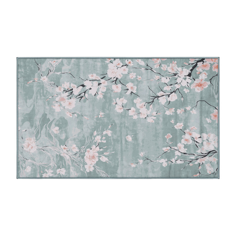 Machine Washable Blue Area Rug, Rectangle 2' x 3'