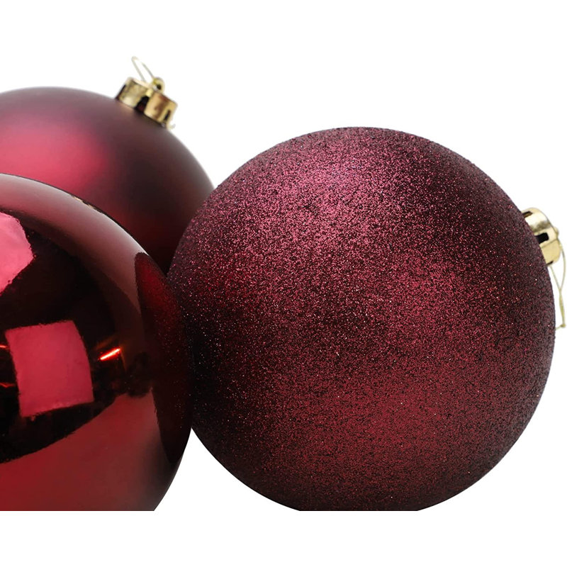 Christmas Baubles 3 Pack, Shatterproof Tree Decorations with Glitter, Matte and Shiny Finishes, 15cm H x 15cm W x 15cm D