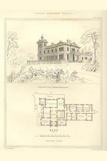 Impression « anglo italian villa » par richard brown-impression, H 36 po x l 24 po x P 1,5 po