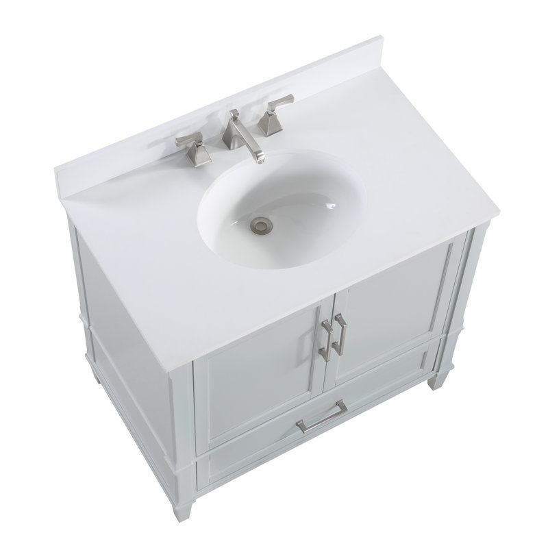 Montauk 36'' W Single Vanity, Morning Fog Gray, White Granite