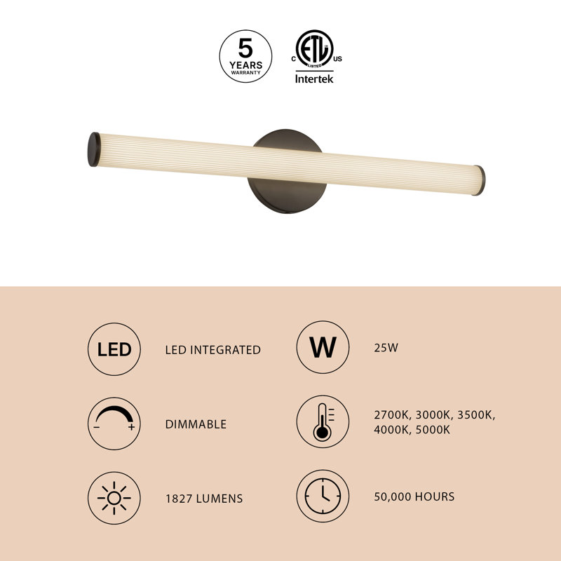 Vire 24-in Black dimmable LED Wall Sconce, Nickel