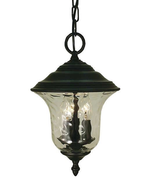 Lanterne suspendue d'extérieur 3 lumières Pardue, Bronze Sienne, H 15 po x l 8,5 po