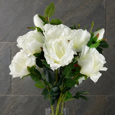 Pack of 6 x 80cm White Rose Stem