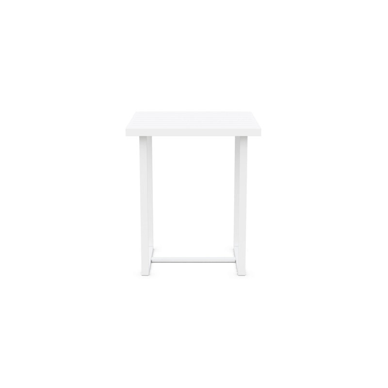 Pavia Power Coated Aluminum Bar Table, Matte White, 35.23" W x 35.23" L x  42.13" H