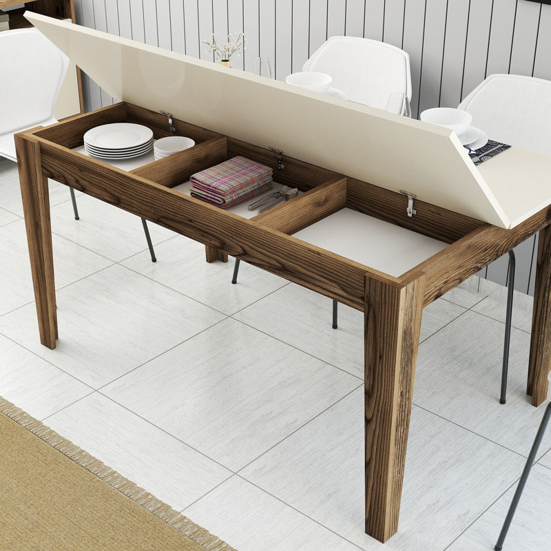 Ferro Beech Dining Table, Walnut, Cream