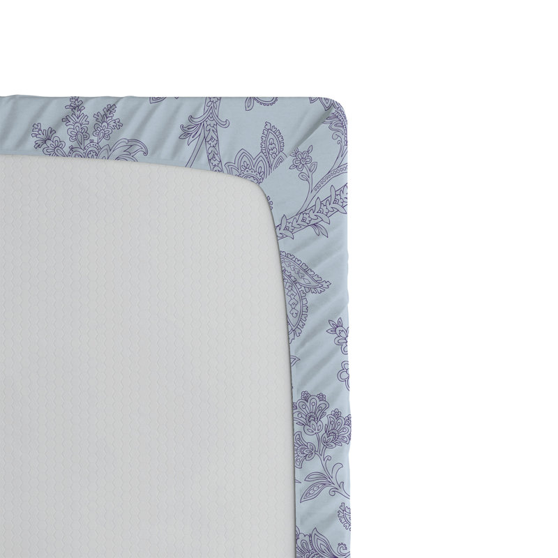 Drap-housse Ambesonne, Drap-housse de taille simple, Bleu ciel pâle, mauve / floral