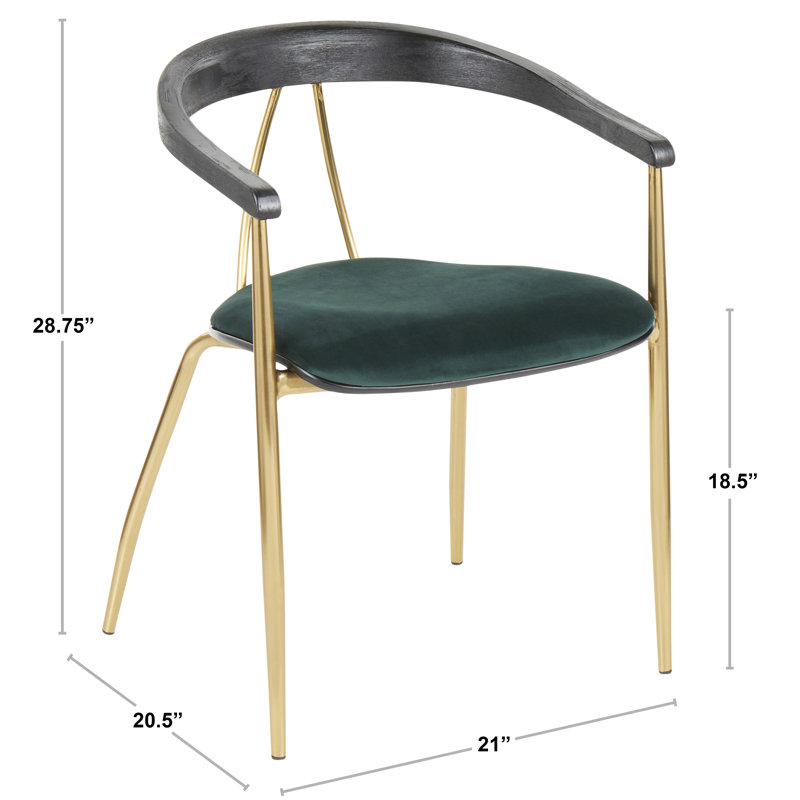Saunders 18.5'' H Velvet Upholstered Armchair, Green