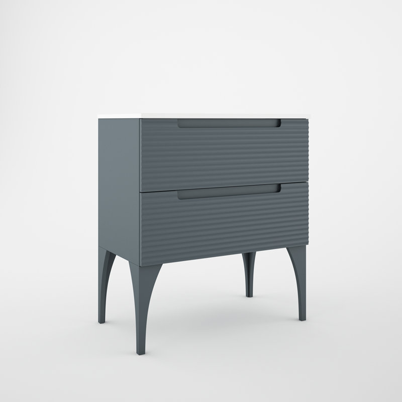 Moncler 32'' Single Bathroom Vanity with Ceramic Top, Blue
