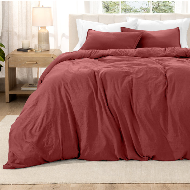 Ensemble de housse de couette en microfibre délavée, Housse de couette pour grand lit et 2 taies décor, Palissandre