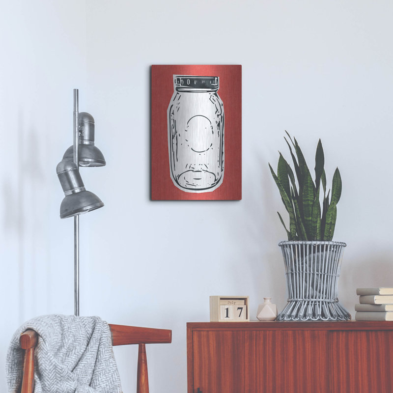 Art mural en métal Pop Art Mason Jar Red par Linda Woods, 12 po x 16 po, H 24 po x l 16 po