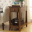 Plateau rectangulaire en bois avec un tiroir, noyer-1609188363