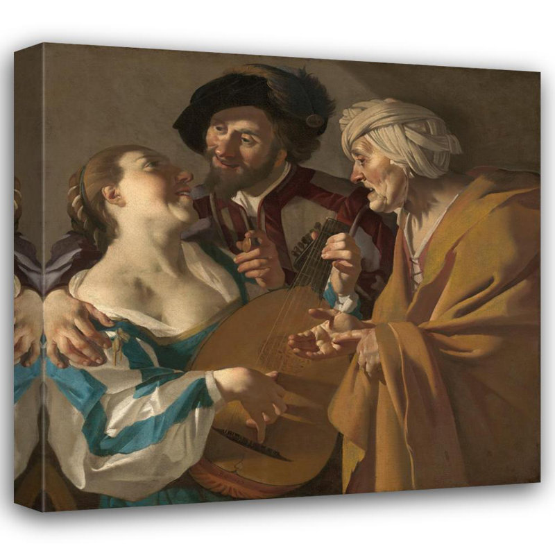 "The Procuress" par Dirck Van Baburen - Art mural sur toile tendue avec châssis, H 40 po x l 28 po