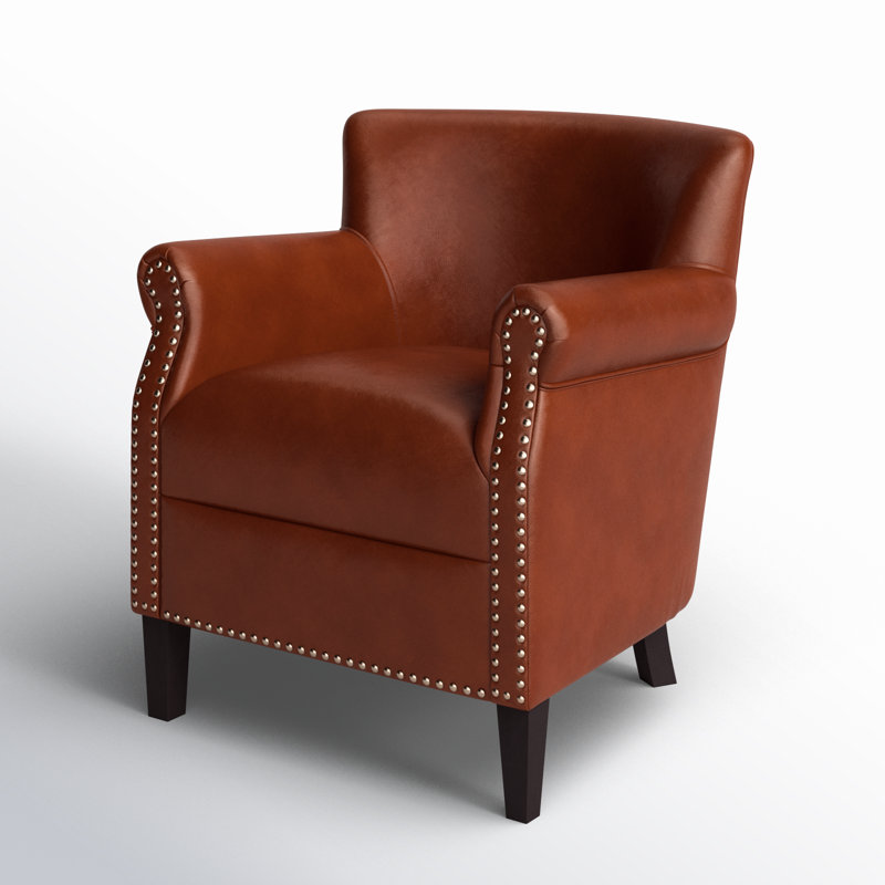 Gail Upholstered Accent Chair, Caramel Pebbled Faux Leather