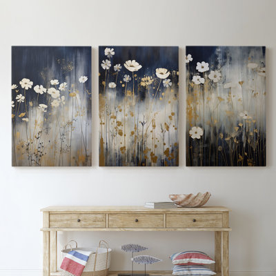 Série d'étude florale Cxxxi - ensemble de toiles tendues avec châssis Premium - prêt à être accroché