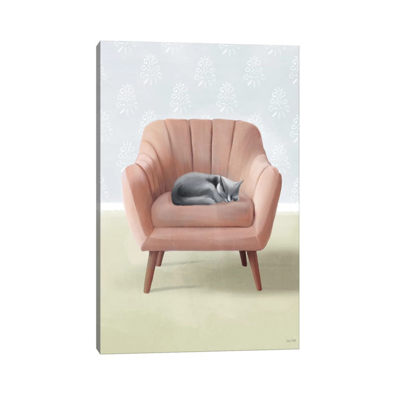 «Nap Time Grey Cat» par House Fenway, reproduction d'art sur toile tendue, H 26 po x l 18 po x 1,5 po
