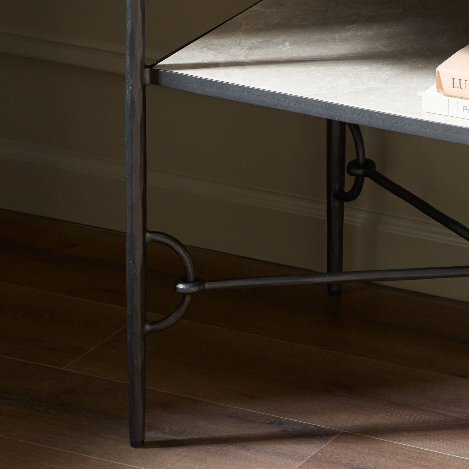 2-Shelf Marble Nightstand