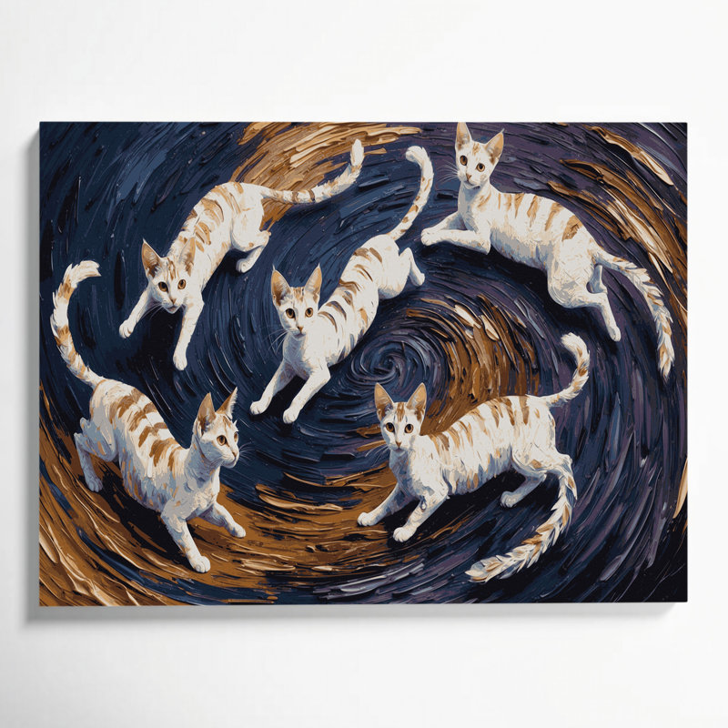 «Cats Devon Rex», art mural sur toile grise, H 20 po x l 30 po