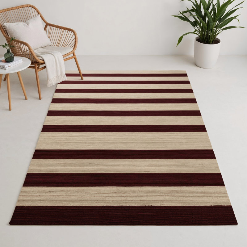 Tapis intérieur / extérieur noir HorizontalStripes, Rectangulaire 3 pi x 5 pi