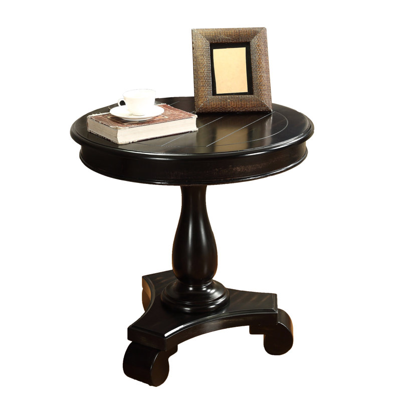 Table d'appoint ronde noire 26 po, base piédestal, table d'appoint 26,5 po noire, Noir