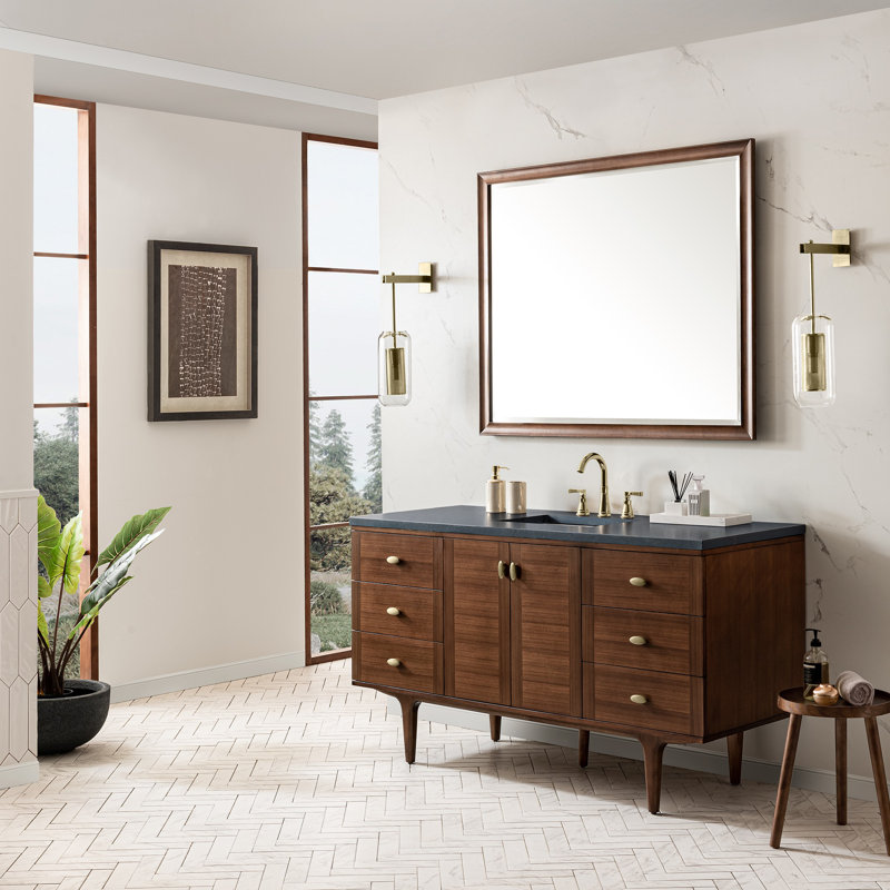 Aliza 60" Single Bathroom Vanity Set, Charcoal Soapstone, 8" Widespread