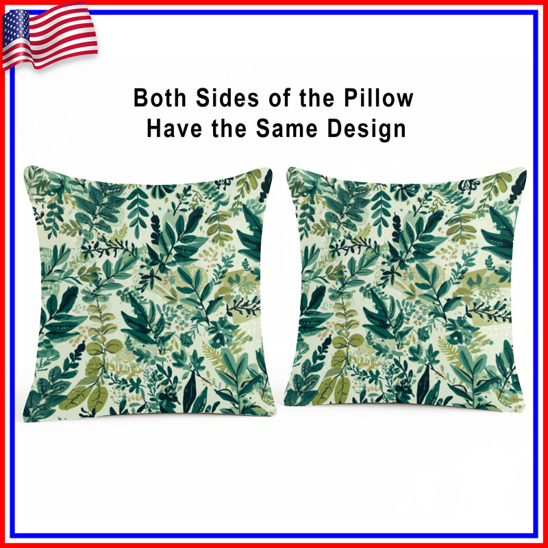 Coussins décoratifs Green Leafy Foliage, 14 x 14 inches