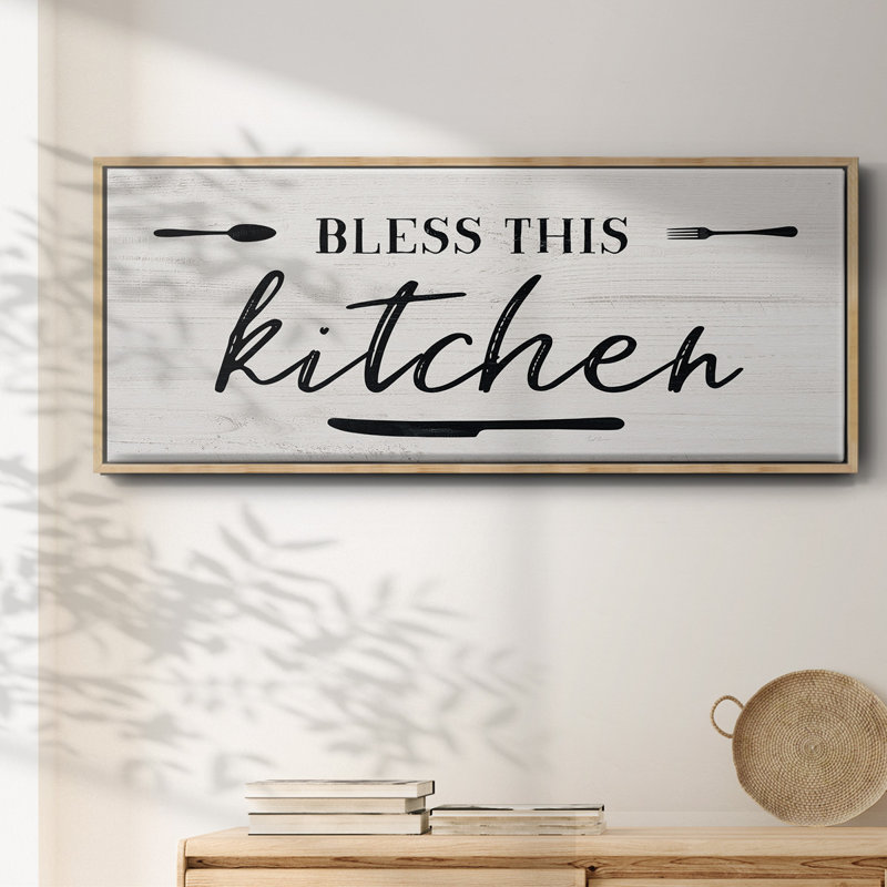 Bless this Kitchen- Framed Canvas, 12" H x 30" W