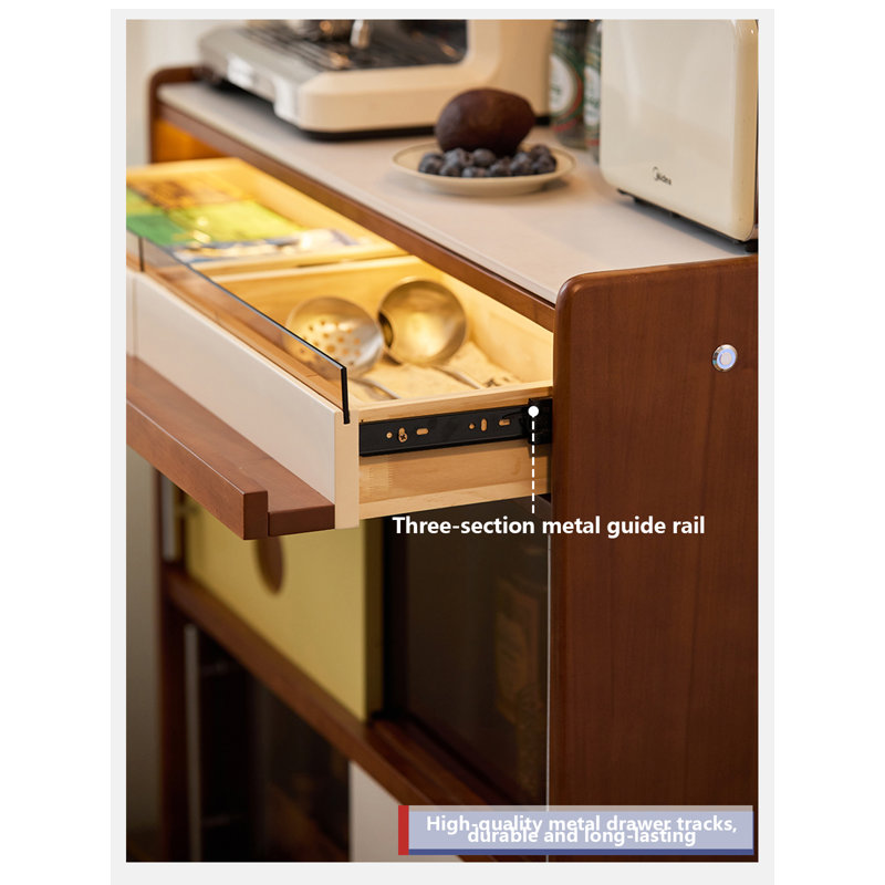 35.4-inch Solid Boxwood Mobile Pantry Cabinet