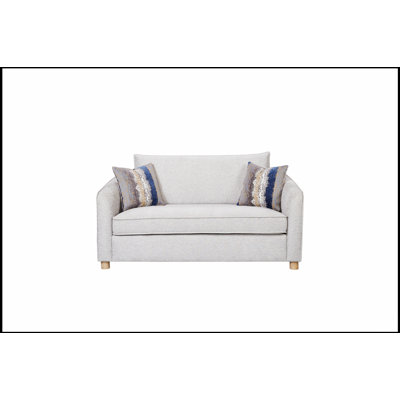 Causeuse à coussin réversible en polyester sable avec mousse haute densité, revêtement en dacron, support à ressorts sinueux et 2 coussins en duvet