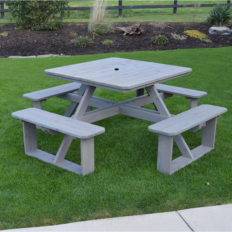 Table de pique-nique Law-Simmonds, Teinture grise, L 75 po x l 75 po x H 30 po, Non