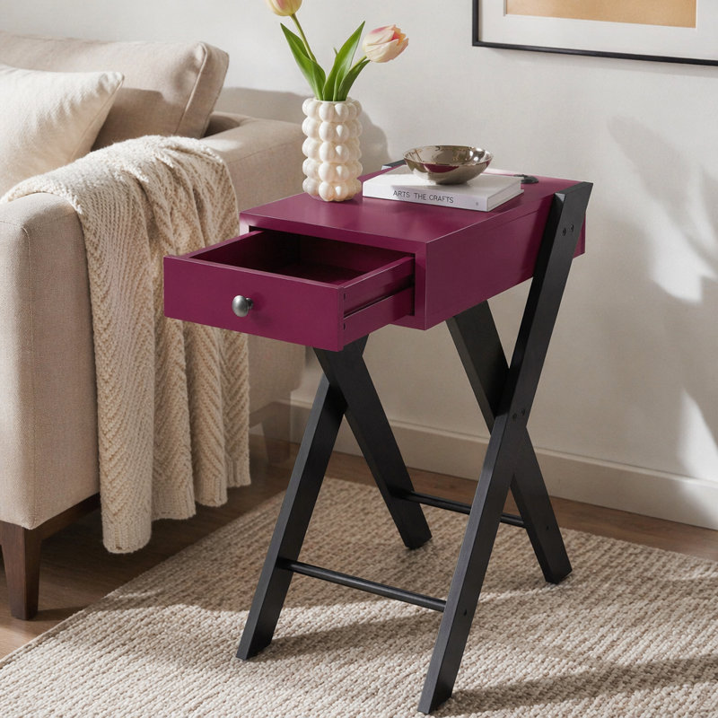 Table d'appoint bourgogne et noire avec ports USB