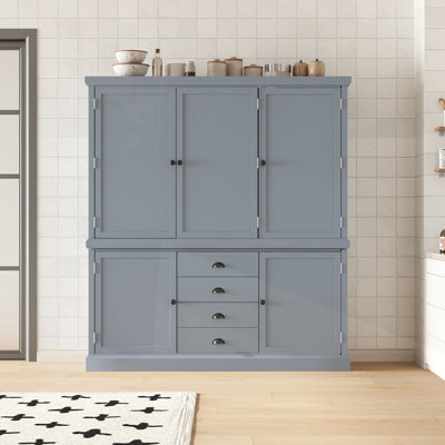 Freestanding Kitchen Pantry Cabinet with Drawers and Adjustable Shelves for Dining Room