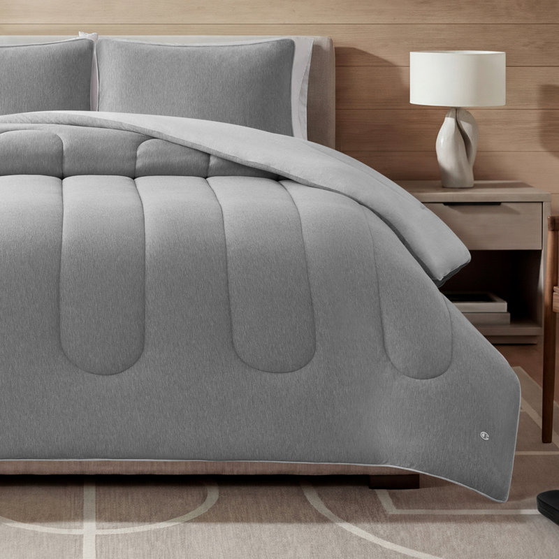 Champion Premium Reversible Solid Jersey Comforter Sets, Twin/Twin XL, Dark Gray / Light Gray