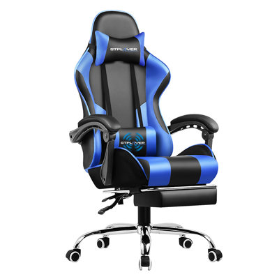Vinsetto Racing Gaming Chair Diamond PU Leather Office Gamer Chair High Back Swivel Recliner Footrest Lumbar Support Adjustable Black
