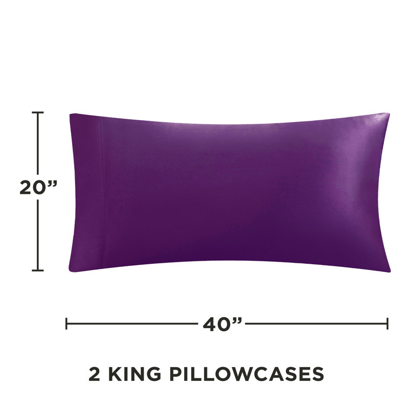 Juicy Couture Premium Silky Satin Sheet Sets, King Sheet Set with 2 Pillowcases, Purple