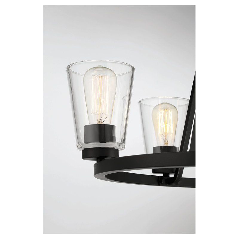 Macklin 5-Light Shaded Wagon Wheel Chandelier in Matte Black, Matte Black