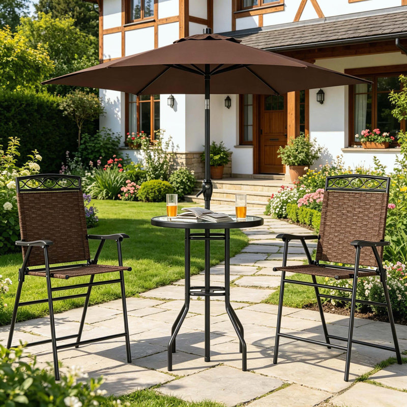 Ensemble de bar d'extérieur avec parasol réglable