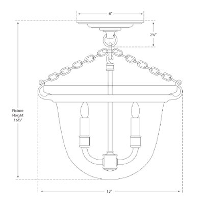 Chapman & Myers Country Semi-Flush Bell Jar Lantern