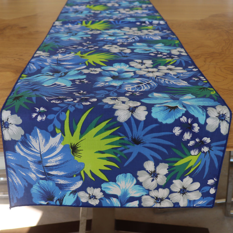 Chemin de table Tropical Hawaiian, 144 po x 24 po, Bleu royal