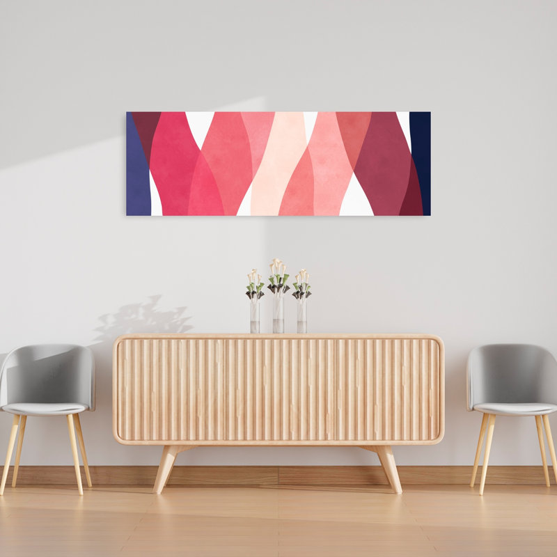 Art mural contemporain abstrait abstrait rose, H 48 po x l 16 po