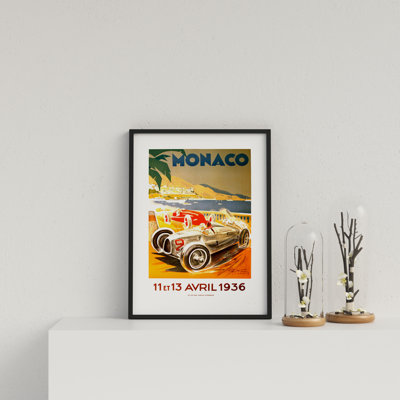 Retro Motor Racing Monaco GP 1936 by Vouvart - Single Picture Frame Print