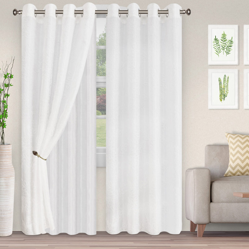 Planchard Sheer Curtain Pair, 52" W x 84" L, White