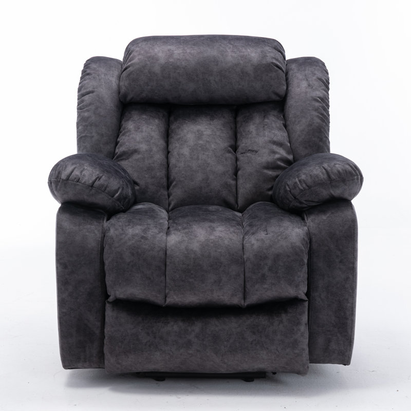 Turenne 96cm Wide Velvet Lift Assist Standard Recliner with Massager, Grey