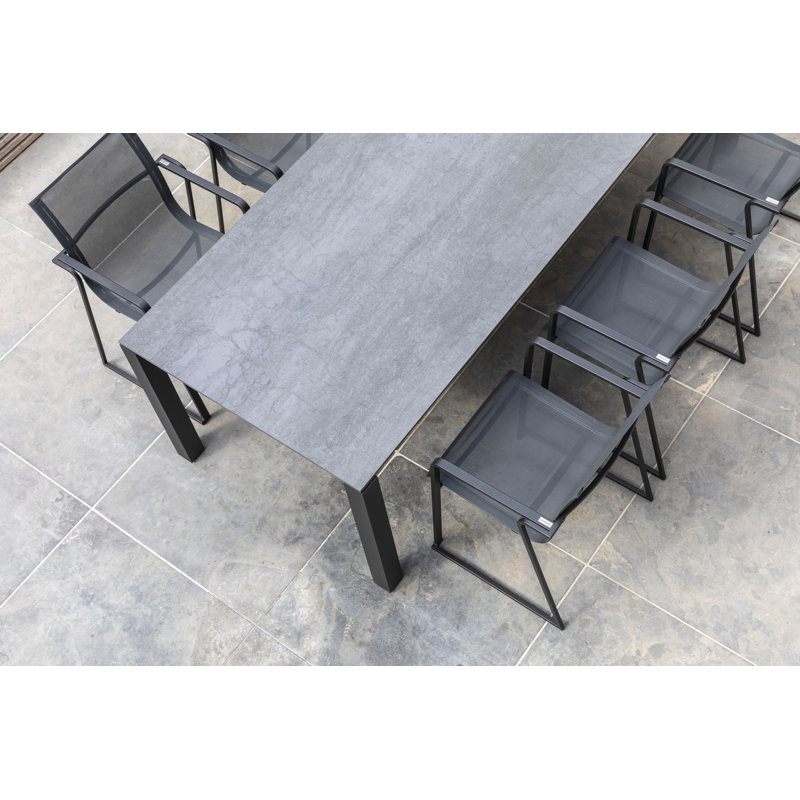 Muze Stacking Patio Dining Chair, Anthracite Frame/Anthracite Mesh