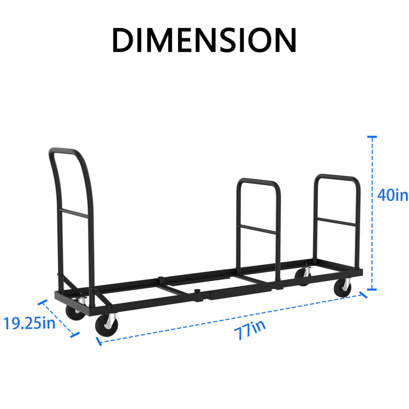 Heavy-Duty Folding Chair Cart with 1200LB Capacity, 40" H x 77" W x 19.2" D