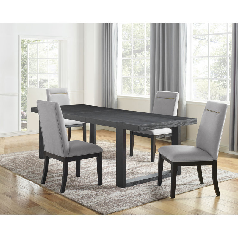 Ensemble de salle à manger extensible Donny, Gris, 5 pièces: table, 4 chaises