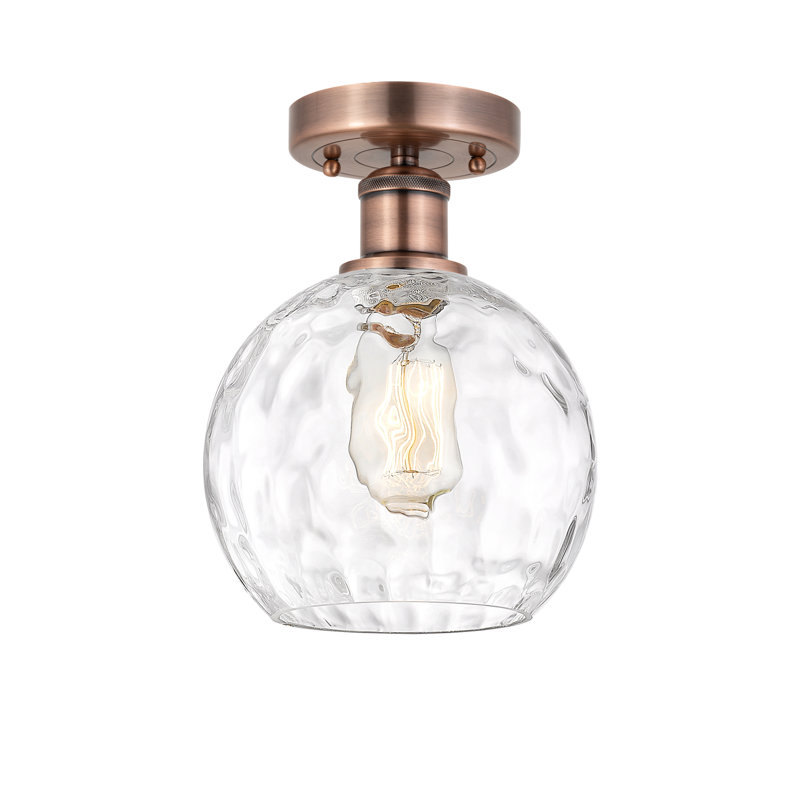 Plafonnier semi-encastré 1 lumière Cindi, H 10,13 po x l 8 po x P 8 po, Cuivre antique