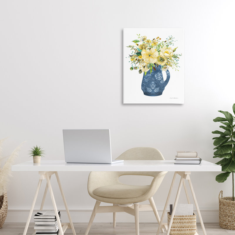 «Sunny Chinoiserie Yellow Bouquet», conception par Carol Robinson, H 20 po x l 16 po