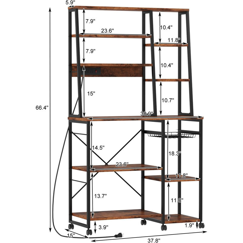 Microwave Stand Bakers Rack W Power Outlet