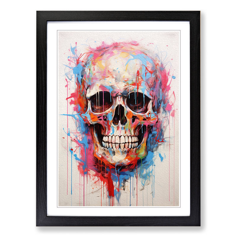Skull - Single Picture Frame Print on Wood, Black Framed, 64cm H x 46cm W